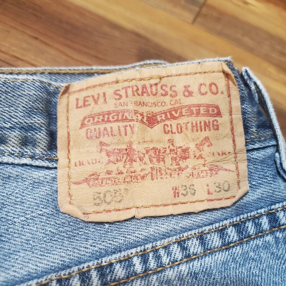 Levi 505 Regular Fit Jeans Bundle Lot Mens 36x30 Vintage Distressed Light Wash